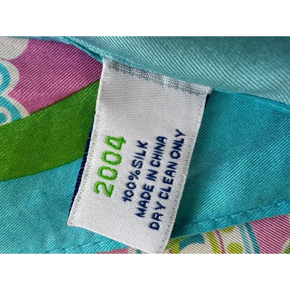 Lilly Pulitzer Ford VTG Silk Scarf Pink Blue Paisley Floral Breast Cancer Wrap